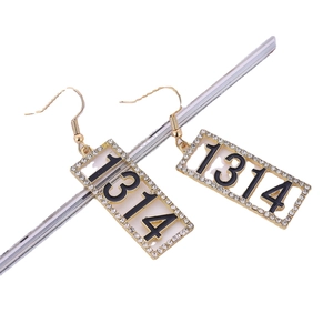 Ohrringe im koreanischen Stil mit 1314-Zahlen-Design und funkelnden Strasssteinen in Gold