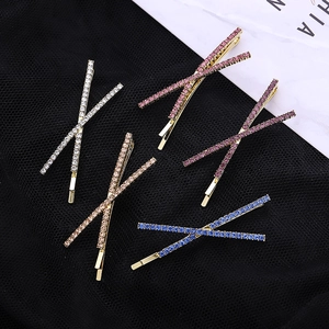 Alloy Rhinestone X-Shape Cross Hair Clip For Women Fashion Minimalist Sparkling Bobby Pin Hair Accessories For Daily Party