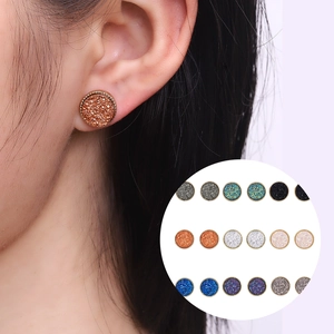 Minimalistische Geometrische Runde Druzy Ohrstecker Für Damen Gold Legierung Harz Funkelnde Kristalloberfläche Mode Schmuck Geschenk