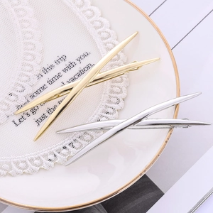 Minimalist Alloy Cross Hair Clips For Women Modern X-Shaped Geometric Metallic Hairpin Shiny Electroplated Side Barrette Accessory