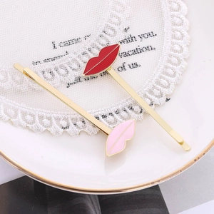 Minimalista Lega Forma di Labbra Drip Oil Forcina per Capelli da Donna Rosso Rosa Smalto Clip di Scorrimento Creativo Moda Accessori per Capelli Gioielli Regalo