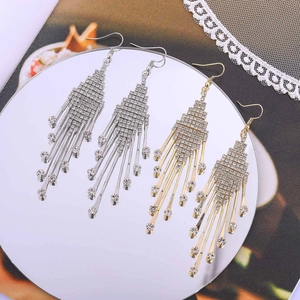 Boucles d'oreilles pendantes à pampilles en cristal argent et or pour femmes