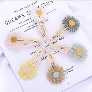 Barrette à Cheveux Coréenne Fleur de Marguerite en Perles de Cristal Tissé à la Main Pince Latérale Florale Accessoires de Coiffure en Alliage Femme