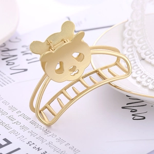 Pinza per capelli creativa a forma di panda in lega opaca, finitura oro chiaro