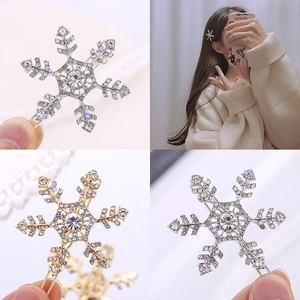 Shiny Alloy Snowflake Hair Clip Simple Korean Style Rhinestone Hairpin Elegant Full Diamond Side Clip For Women Hair Accessory