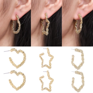 Boucles d'Oreilles Géométriques Texture Lave Cœur Étoile Losange Avec Tige en Acier Inoxydable Or Argent Or Rose Bijoux Mode Femme Fête