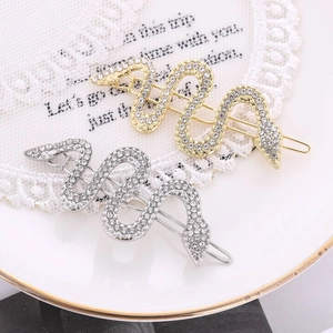 Fermaglio per Capelli a Forma di Serpente in Lega con Strass Sparkling S-Curve Clip Laterale da Donna Oro Argento Gioielli