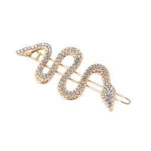 Elegante fermaglio per capelli a serpente dorato con strass lucidi per acconciature donna
