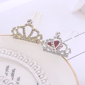 Pic à Cheveux en U Forme Couronne Strass Mode Coréenne Minimaliste Alliage Épingle à Cheveux Mariage Banquet pour Femmes