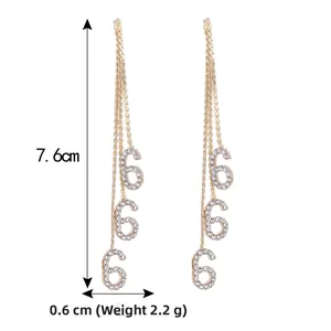 Guide des dimensions pour boucles d'oreilles 666 dorées avec longueur de 7,6 cm