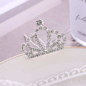 Épingle à cheveux couronne argentée avec strass étincelants pour coiffure de mariage