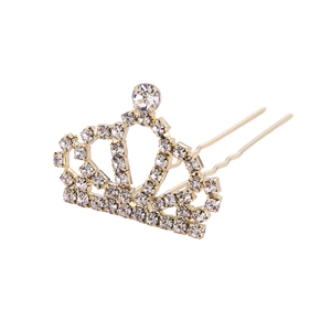 Épingle à cheveux de mariée dorée avec couronne de strass pour coiffures de mariage