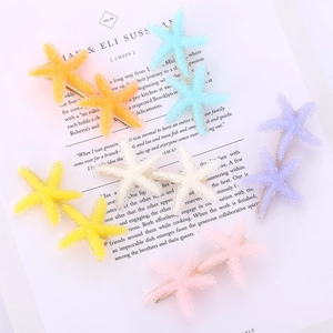 Starfish Hair Clips Frosted Sugar Texture Metal Duckbill Clips Sweet Summer Beach Hair Accessories For Women Girls