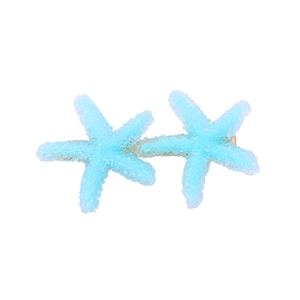 Blue starfish hair clip with crystal texture on a gold metal duckbill hairpin base