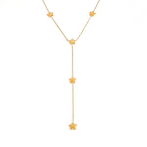 Minimalistische 18K vergoldete Y-Edelstahlhalskette mit Sternanhängern für Damen
