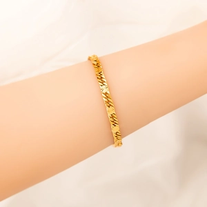Bracciale a catena hip hop placcato oro con ciondoli incisi con motivi a girasole