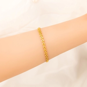 Elegante bracciale a catena con maglie a cuore in acciaio inossidabile oro 18K