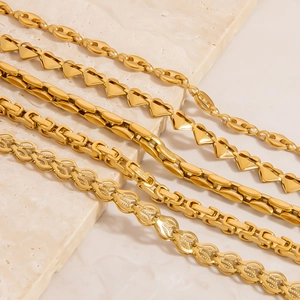 Elegant 18K gold plated stainless steel chain bracelets with diverse link designs