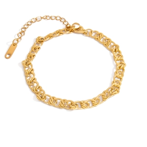 Elegante bracciale a catena cubana in acciaio inossidabile dorato con chiusura a moschettone