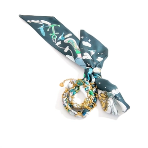 Tropisches 18K Goldkettenarmband mit Leopardenmuster-Seidenschal für Damen und Mädchen