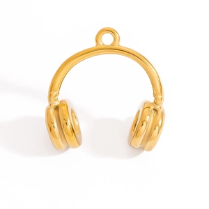 Colgante con forma de auriculares bañado en oro pulido con acabado espejo y enganche