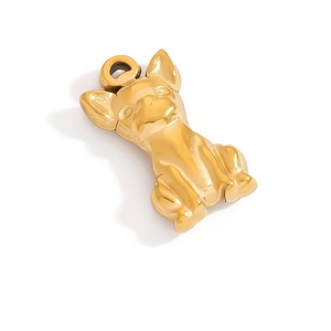 Colgante de perro dorado pulido de acero inoxidable con acabado de espejo para joyería DIY