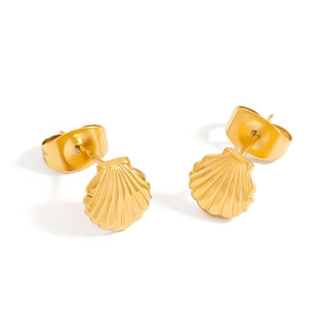 Minimalist 18K gold plated stainless steel starfish earrings with ocean shell texture
