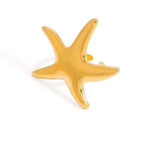 Polished 18K gold starfish open ring for women in ocean inspired minimalist style