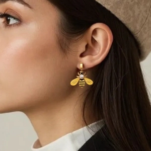Edelstahl Biene Künstliche Perle Schmuckset Für Damen Emaille Insekten Schmetterling Blume Anhänger Halskette Ohrringe Schmuck