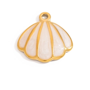 Colgante de concha dorada con nácar blanco para joyería DIY y decoración de móvil