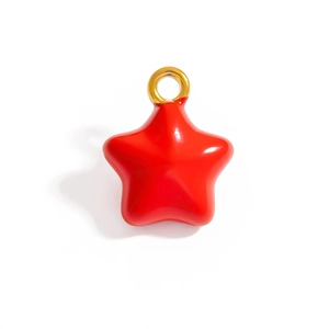 Detailed view of red enamel starfish charm with golden ring loop for DIY jewelry