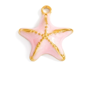 Pink and gold starfish pendant with enamel finish for DIY jewelry making accessories