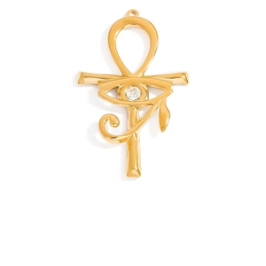 Golden Ankh and Eye of Horus pendant with zircon stone for DIY jewelry making