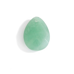 Faceted pear shape natural green stone pendant with stainless steel water drop design