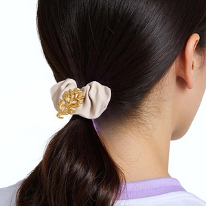 Vintage Satin Stoff Scrunchies Mit Edelstahl Ozean Anhänger Seestern Herz Koralle Haargummi Retro Haarschmuck Für Damen