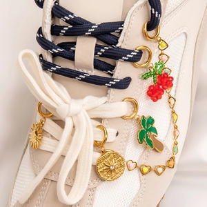 Stainless Steel Shoe Charms For Sneakers Women DIY Shoe Decoration Chains Pendants Palm Tree Heart Cherry Jewelry Accessories