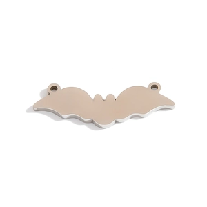 Polished stainless steel bat pendant with double hanging holes for DIY jewelry