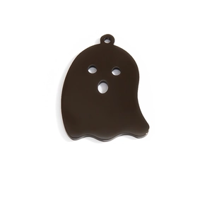 Close-up of polished black ghost pendant with mirror finish for Halloween DIY jewelry