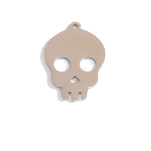 Polished stainless steel skull pendant with hollow eyes and nose for DIY jewelry