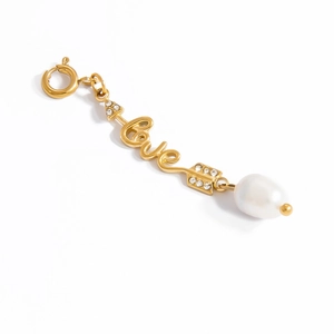 Golden Love charm with arrow and teardrop pearl detail for DIY bikini or jewelry