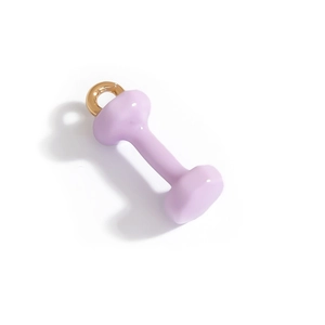 Pendentif haltère violet mat avec anneau doré pour la création de bijoux DIY
