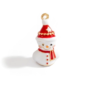 Pendentif bonhomme de neige avec chapeau rouge et cloche dorée pour bijoux DIY
