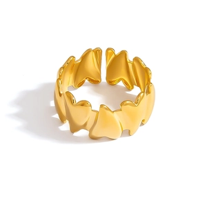 Irregular gold wave open ring with artistic cutout design in minimalist style