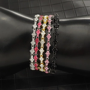 Bracelets tennis croix en strass colorés, finitions argent, rouge, or, rose et noir