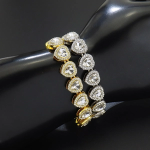 Ensemble de bracelets de tennis en forme de cœur étincelant en or et en argent