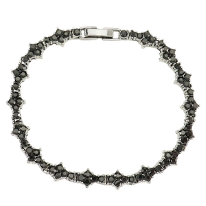 Cross tennis chain bracelet with silver metal and black stones for men and women