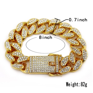 20mm brede vergulde iced out Cubaanse schakelarmband voor heren met glanzende strass