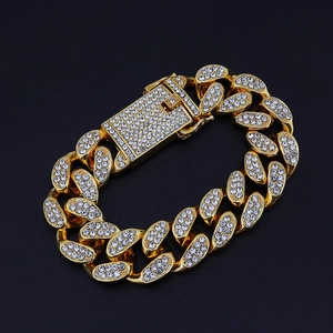 20mm gouden Cuban link armband voor heren met sprankelende hiphop steentjes