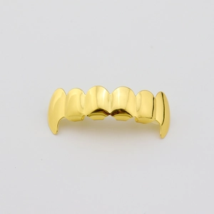 Hip hop 18K gold plated 6 teeth grillz for upper jaw with mirror finish surface