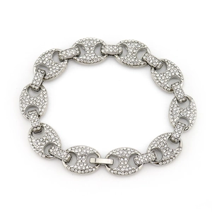 Bracelet pour homme de 12mm de large avec maillons grain de café sertis de zircons brillants